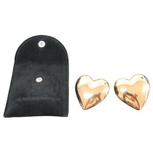 Heaven Mayhem Amour Big Heart Clip On Earrings in Gold Color